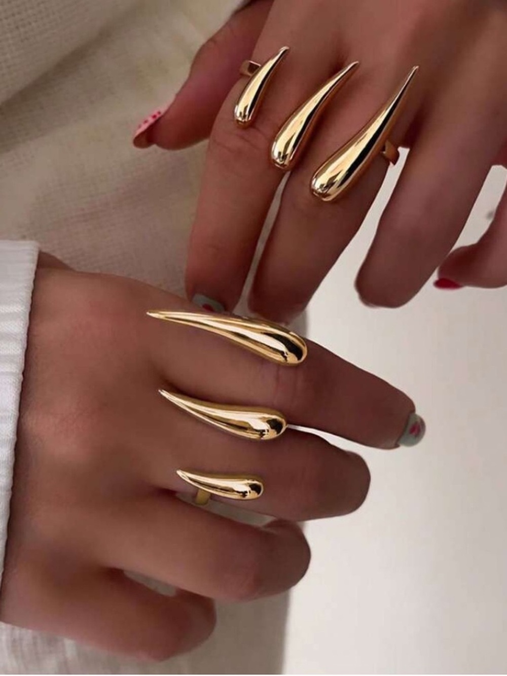 Gold Statement Long Claw Nail Ring